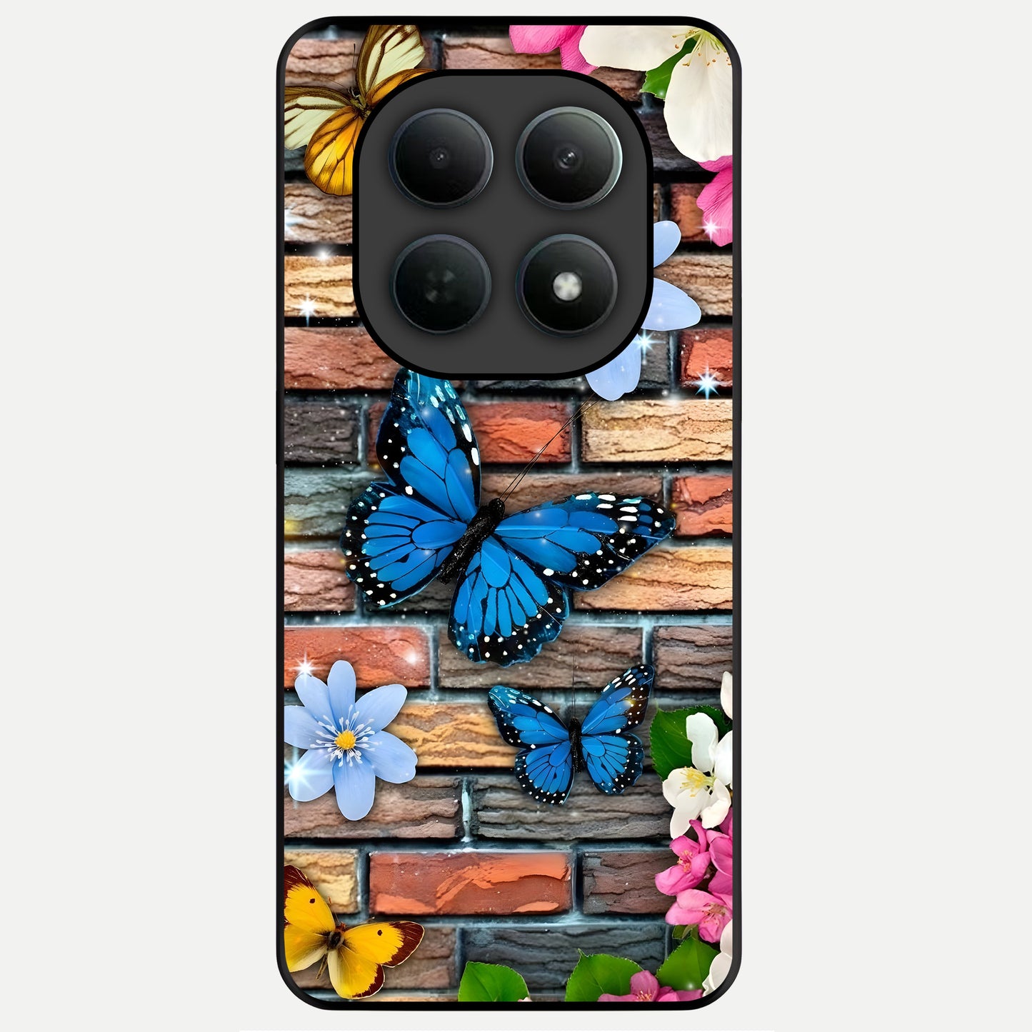  Brick Bloom Flight Glass Case For Poco M8 Pro back cover – full design glossy printed glass finish