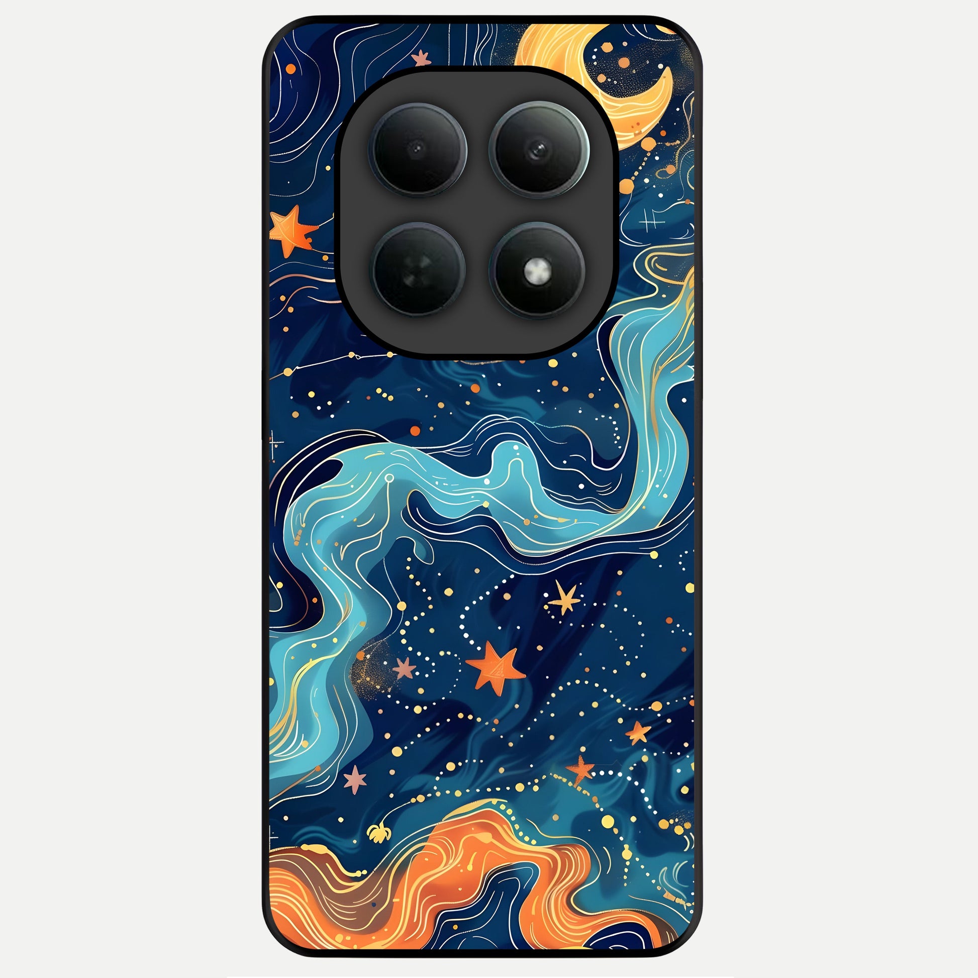  Celestial Dream Flow Glass Case For Poco M8 Pro back cover – full design glossy printed glass finish