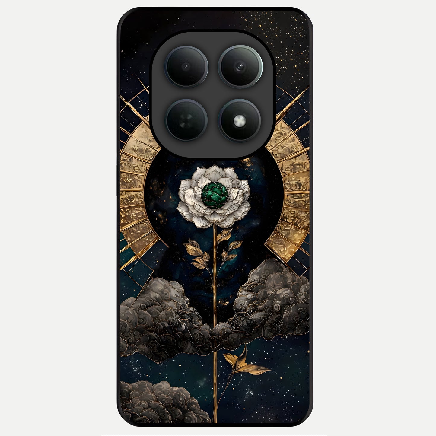  Celestial Lotus Morang Glass Case For Poco M8 Pro back cover – full design glossy printed glass finish