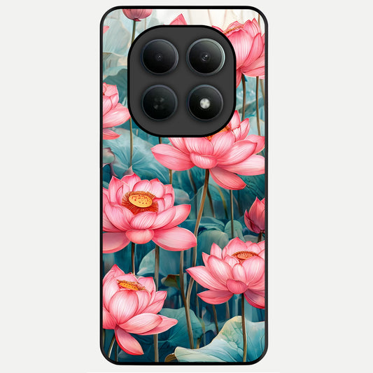 Celestial Pink Lotus Glass Case For Poco M8 Pro back cover – full design glossy printed glass finish