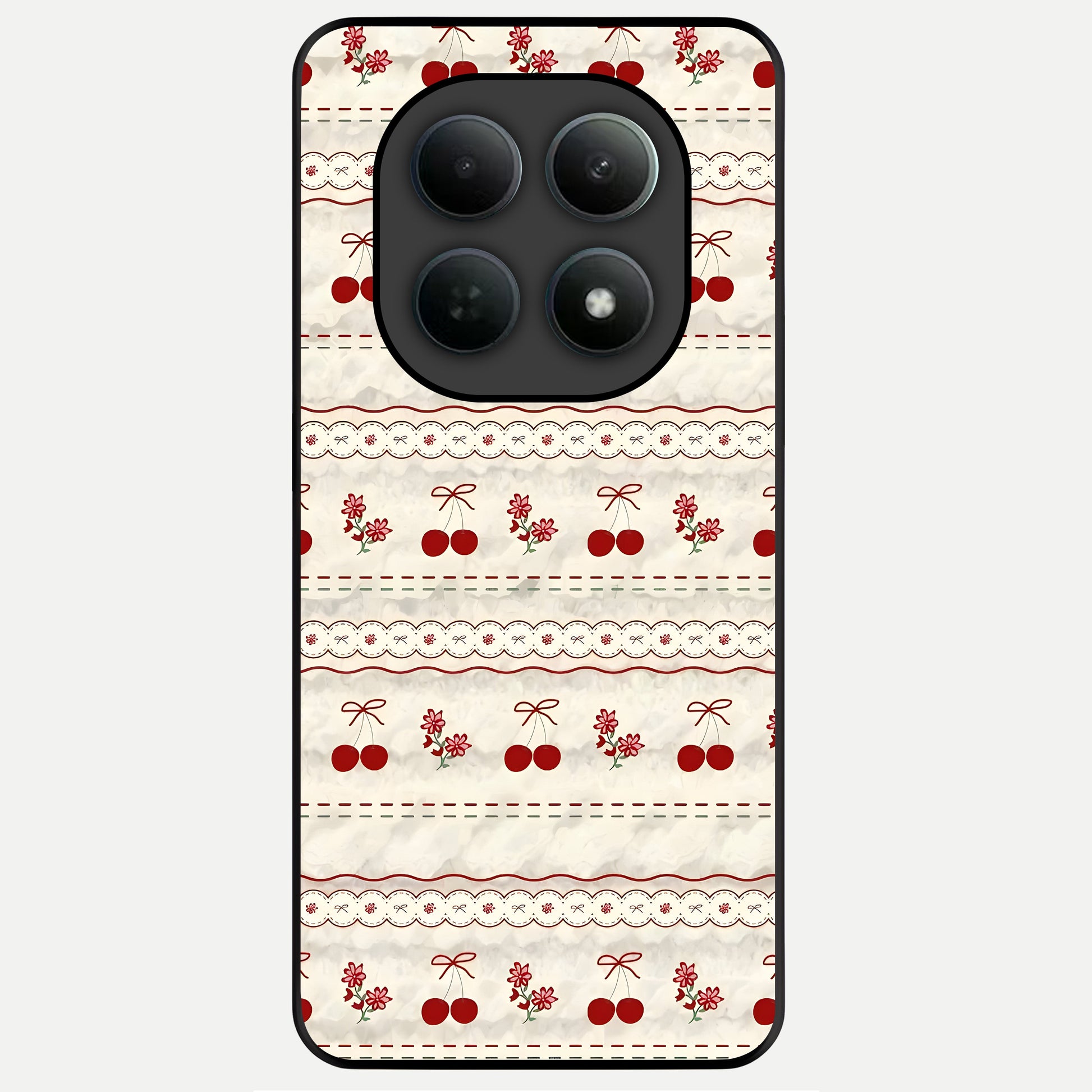  Cherry Bloom Charm Glass Case For Poco M8 Pro back cover – full design glossy printed glass finish