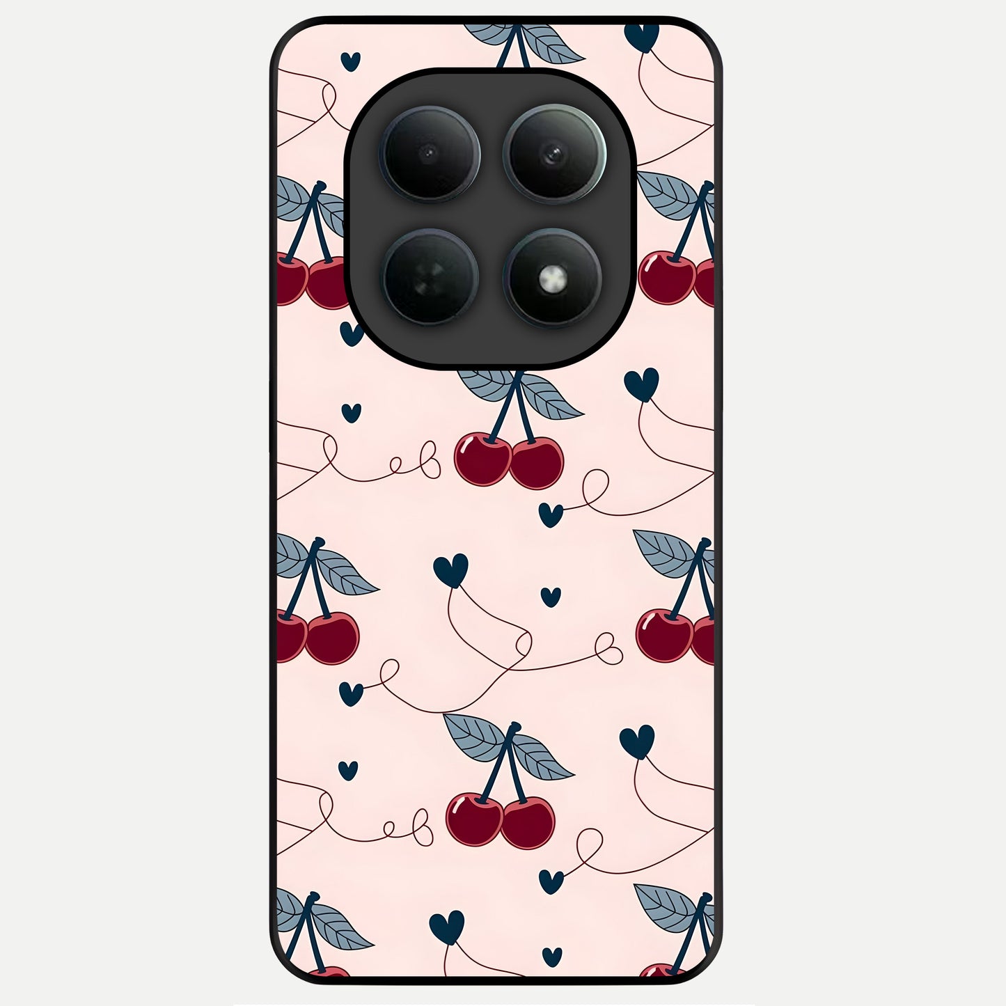  Cherry Heart Line Glass Case For Poco M8 Pro back cover – full design glossy printed glass finish