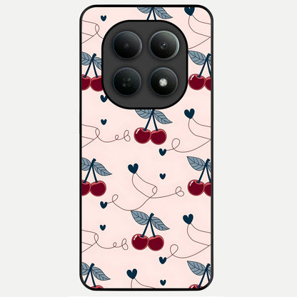  Cherry Heart Line Glass Case For Poco M8 Pro back cover – full design glossy printed glass finish