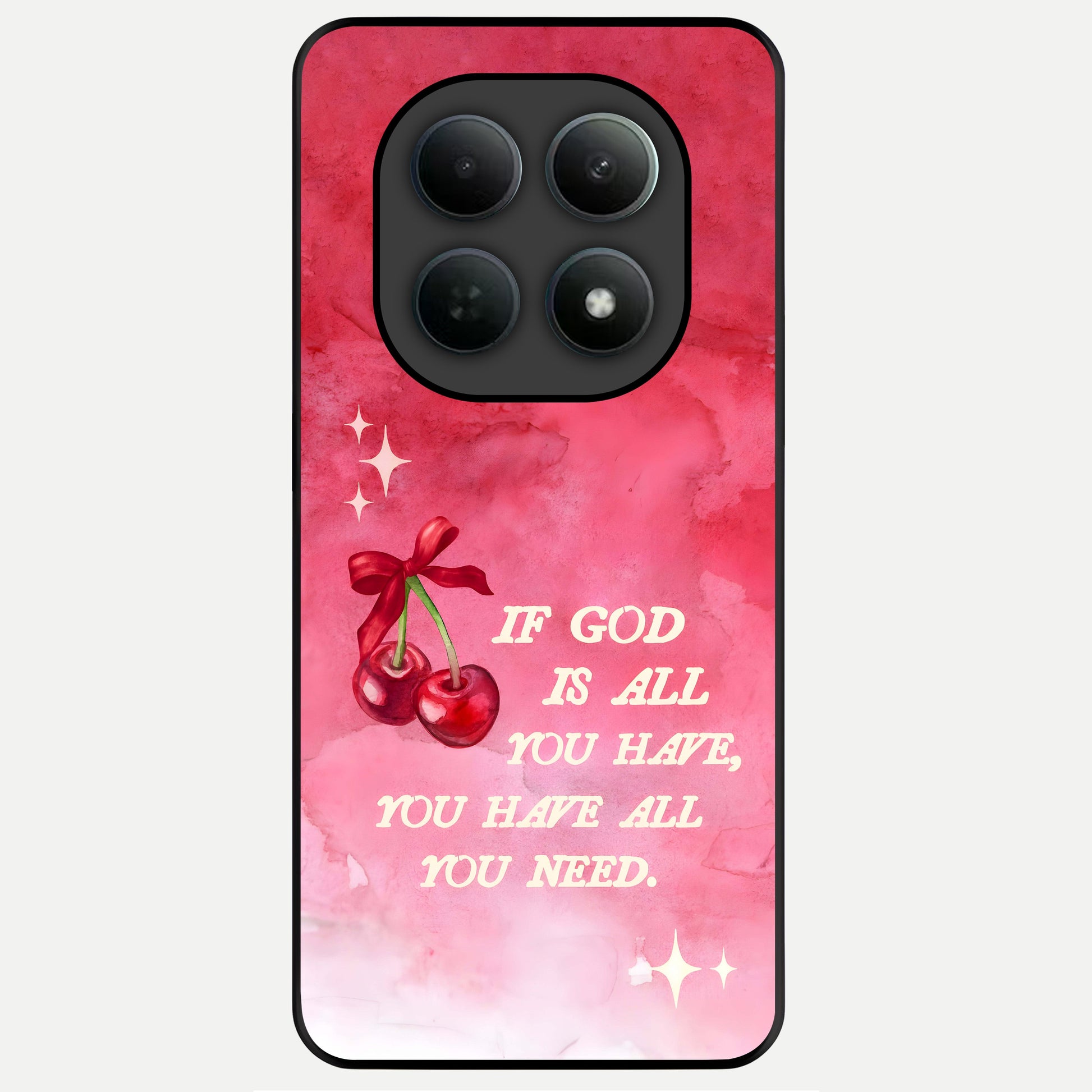  Cherry Quote Glass Case For Poco M8 Pro back cover – full design glossy printed glass finish