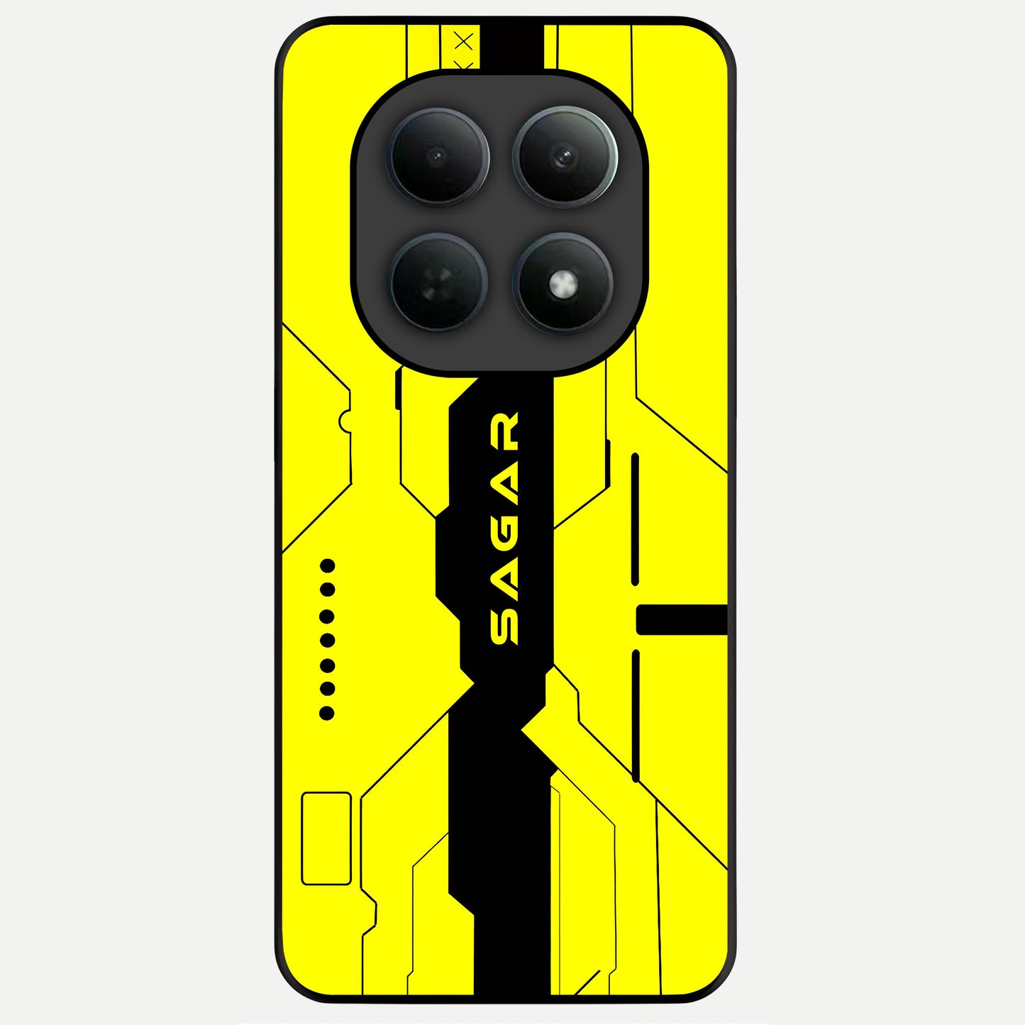  Circuit CYBERPUNK Custom Name Glass Case For Poco M8 Pro back cover – full design glossy printed glass finish