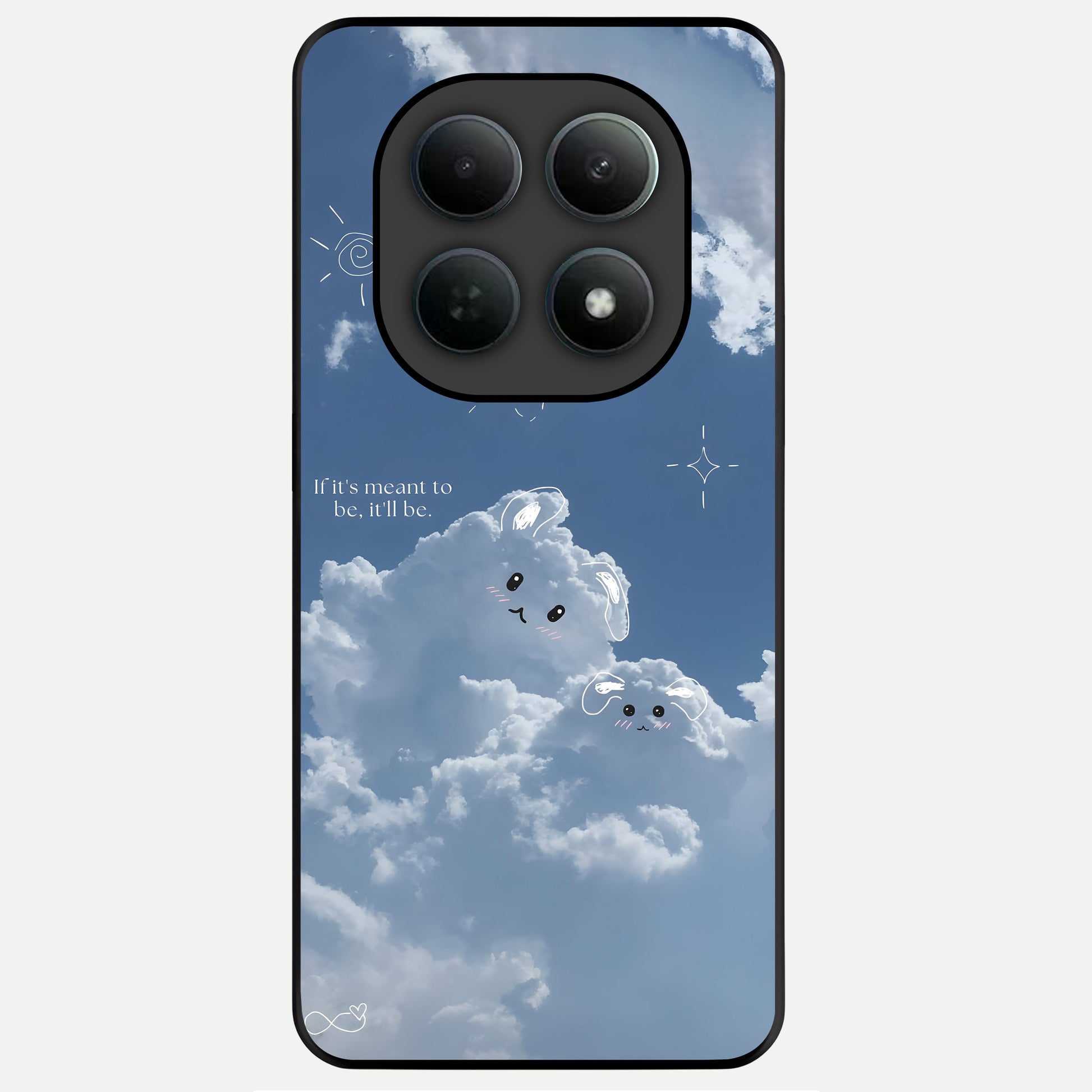  Cloud Bunny Dreams Glass Case For Poco M8 Pro back cover – full design glossy printed glass finish