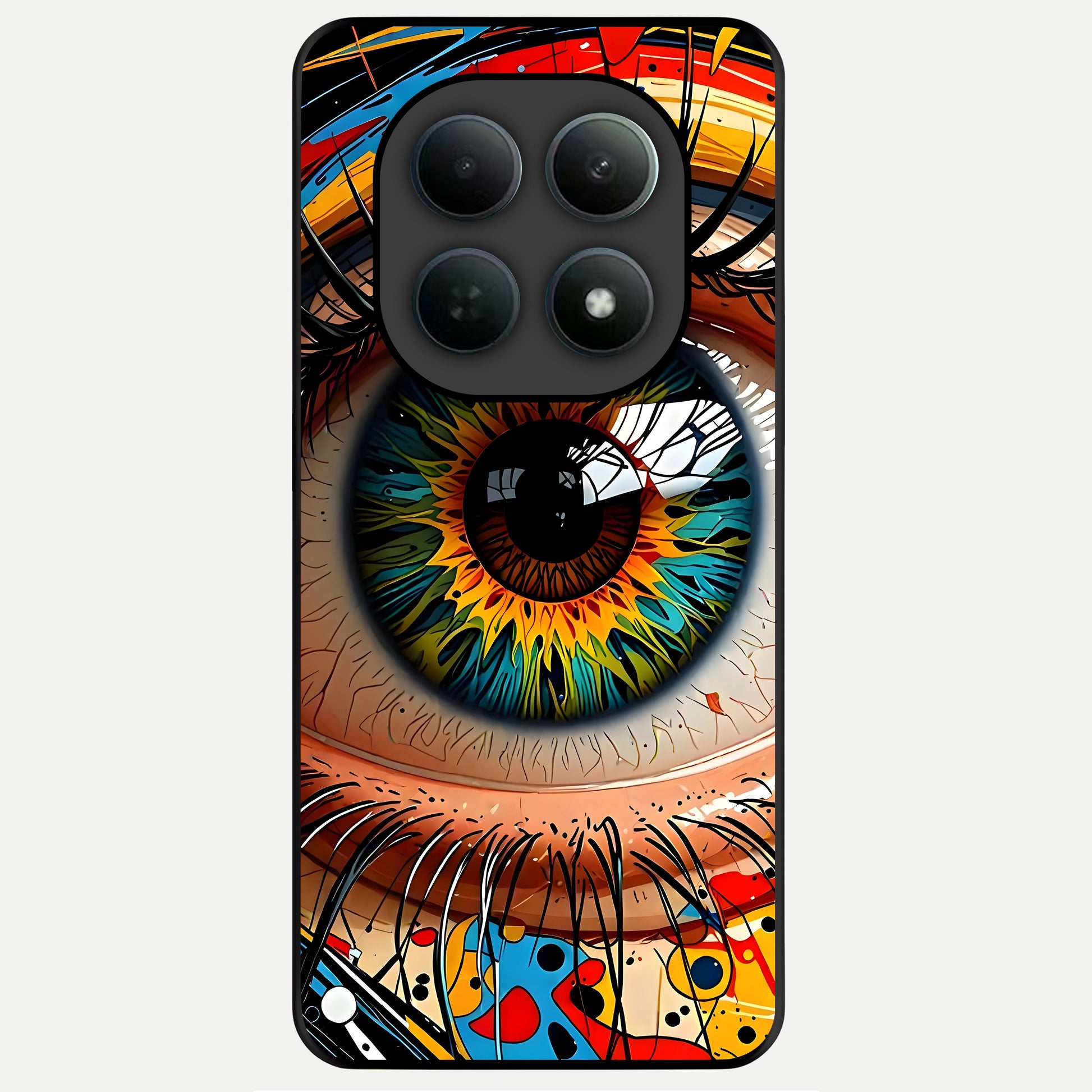  Colorful Eye Glass Case For Poco M8 Pro back cover – full design glossy printed glass finish