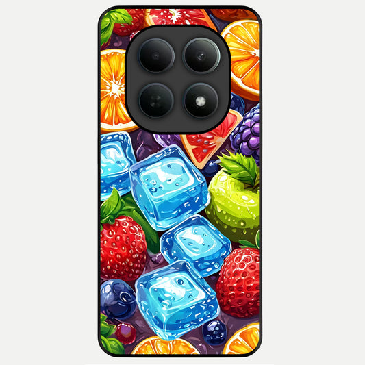  Colorful Fruits with Ice Glass Case For Poco M8 Pro back cover – full design glossy printed glass finish