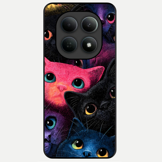  Cosmic Cats Dreams Glass Case For Poco M8 Pro back cover – full design glossy printed glass finish