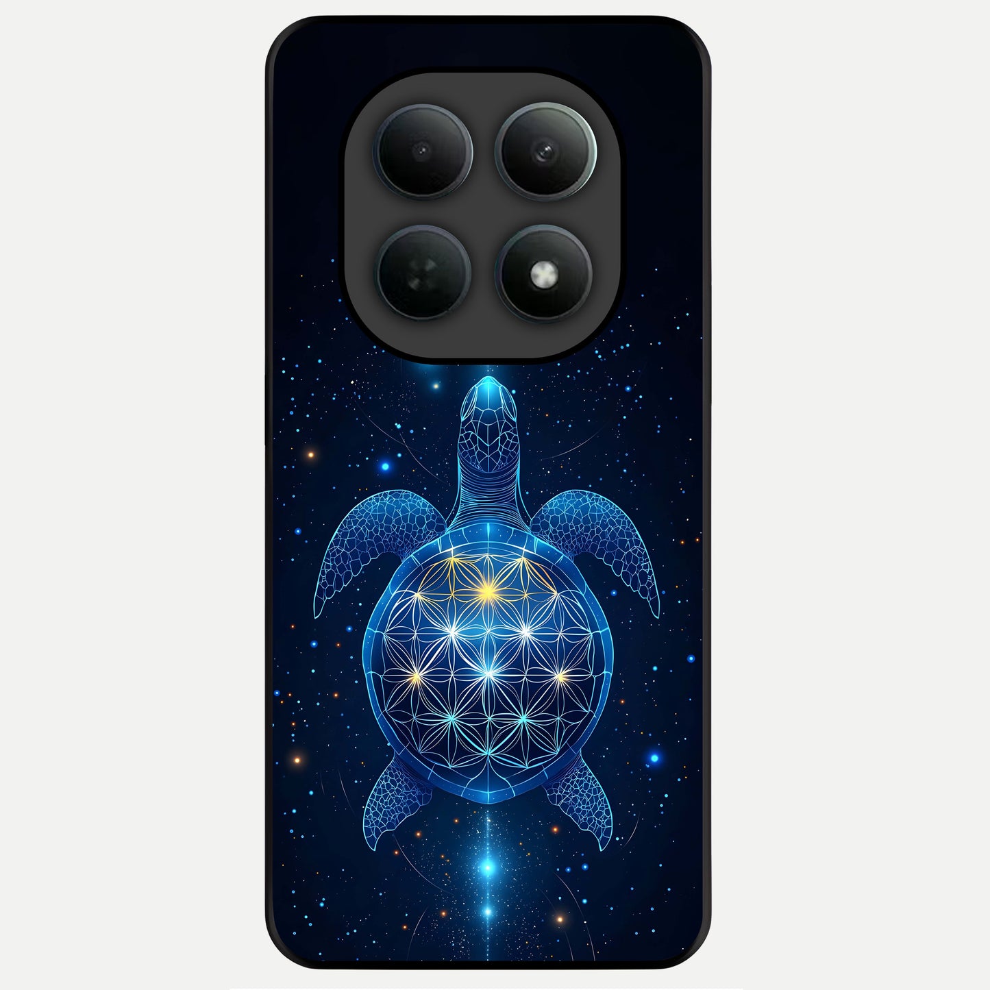  Crimson Blue Turtle Glass Case For Poco M8 Pro back cover – full design glossy printed glass finish