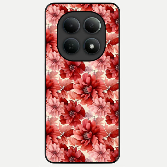  Crimson Love Petals Glass Case For Poco M8 Pro back cover – full design glossy printed glass finish