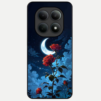  Crimson Rose Moon Glass Case For Poco M8 Pro back cover – full design glossy printed glass finish