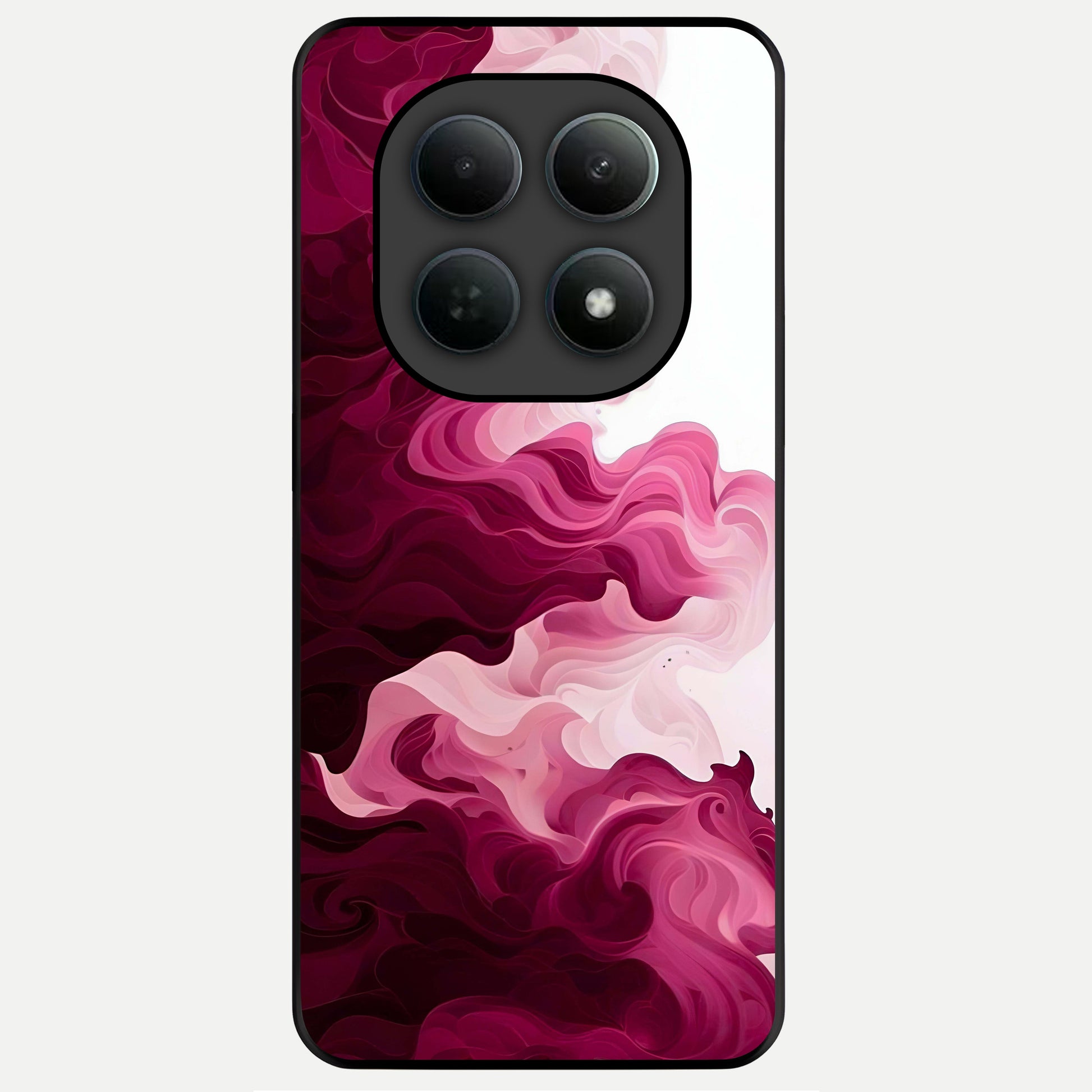  Crimson Wave Flow Glass Case For Poco M8 Pro back cover – full design glossy printed glass finish