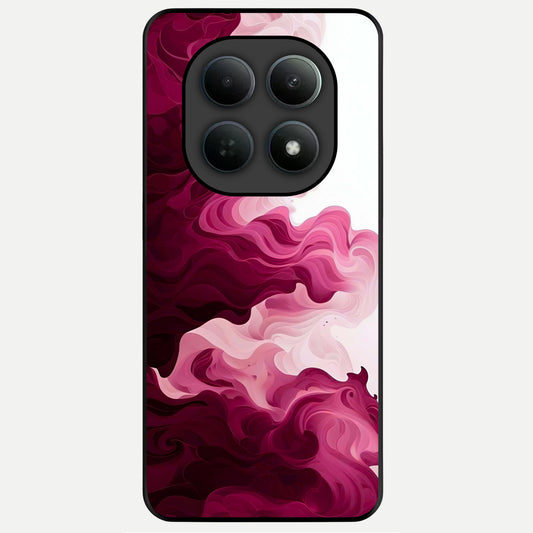  Crimson Wave Flow Glass Case For Poco M8 Pro back cover – full design glossy printed glass finish