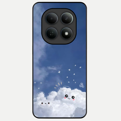  Cute Blossom Cloud Glass Case For Poco M8 Pro back cover – full design glossy printed glass finish