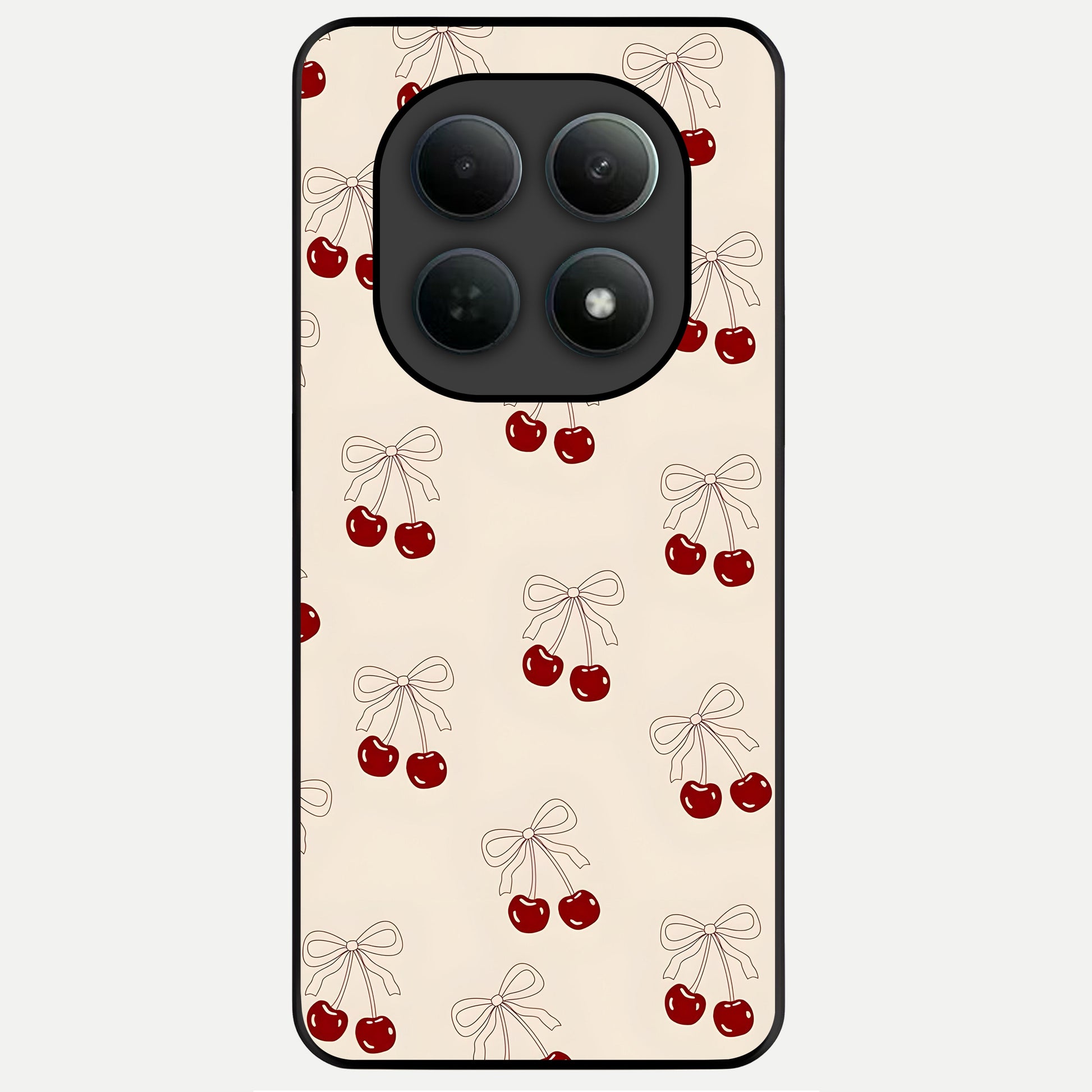  Cute Cherry Pattern Glass Case For Poco M8 Pro back cover – full design glossy printed glass finish