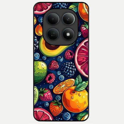  Cute Fruits Art Glass Case For Poco M8 Pro back cover – full design glossy printed glass finish