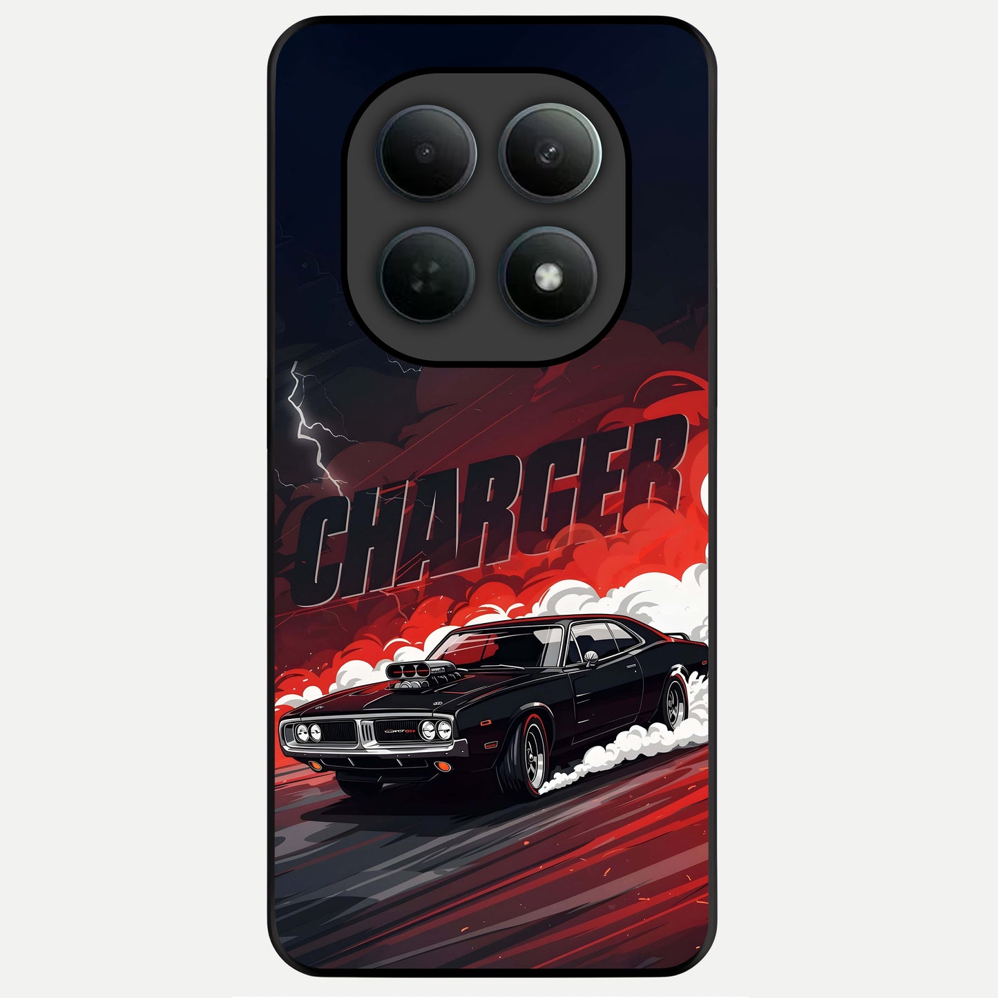  Dark Charger Fury Glass Case For Poco M8 Pro back cover – full design glossy printed glass finish