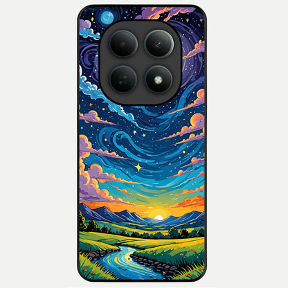  Dreamy Night Landscape Glass Case For Poco M8 Pro back cover – full design glossy printed glass finish