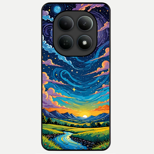 Dreamy Night Landscape Glass Case For Poco M8 Pro back cover – full design glossy printed glass finish