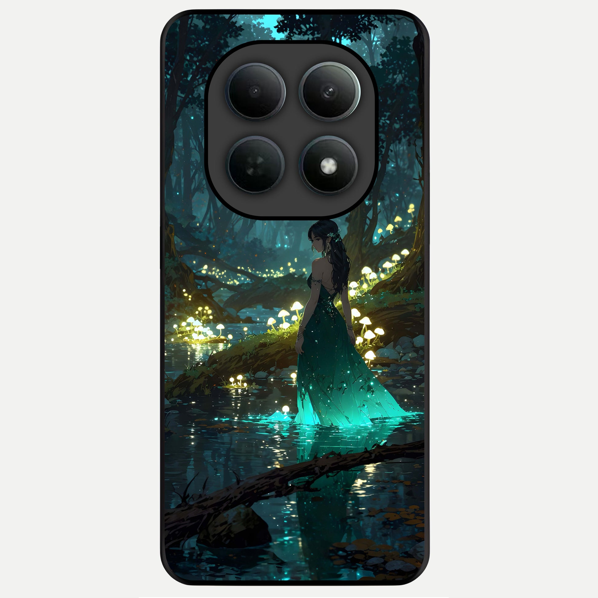  Enchanted Forest Glow Glass Case For Poco M8 Pro back cover – full design glossy printed glass finish