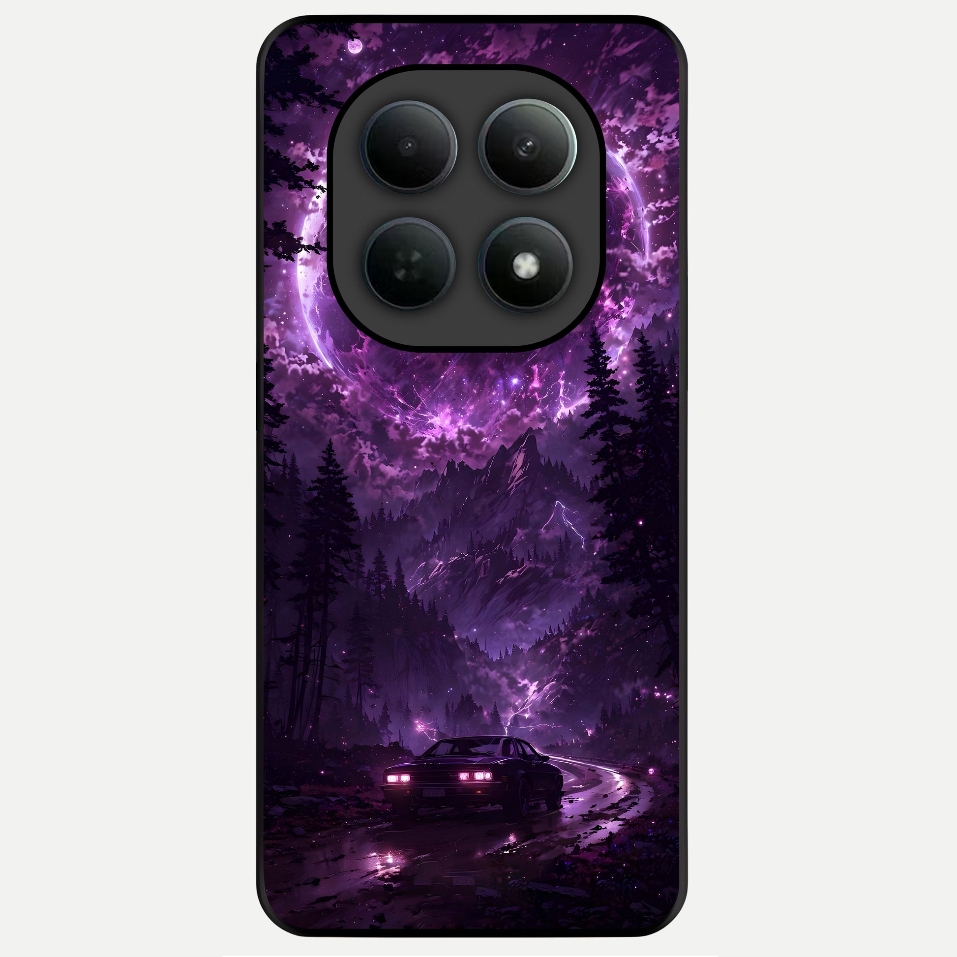  Eternal Cosmic Drive Glass Case For Poco M8 Pro back cover – full design glossy printed glass finish