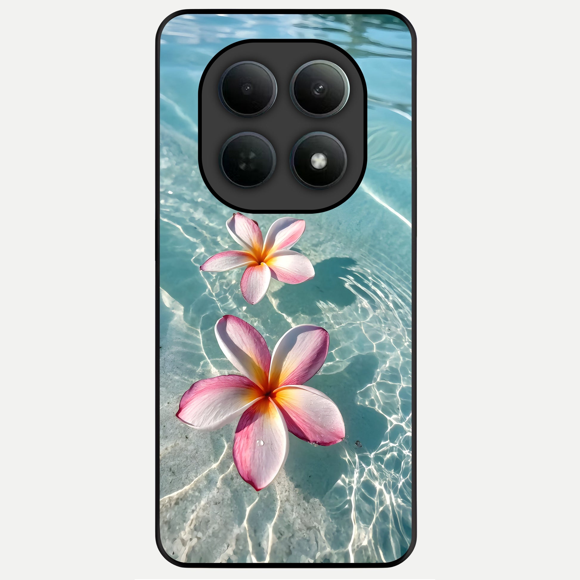  Floating Bloom Bliss Glass Case For Poco M8 Pro back cover – full design glossy printed glass finish