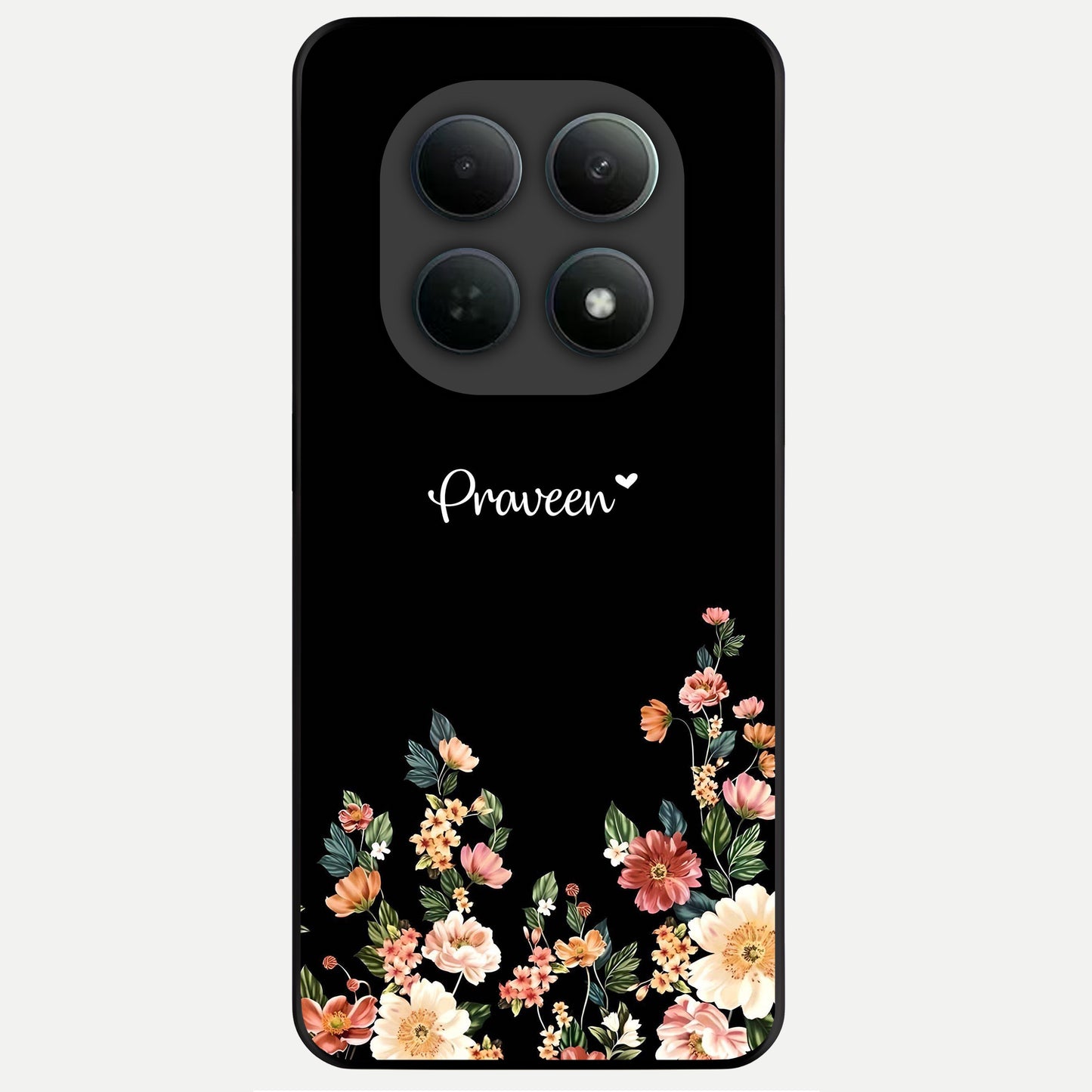  Floral Design Personalized Custom Name Glass Case For Poco M8 Pro back cover – full design glossy printed glass finish