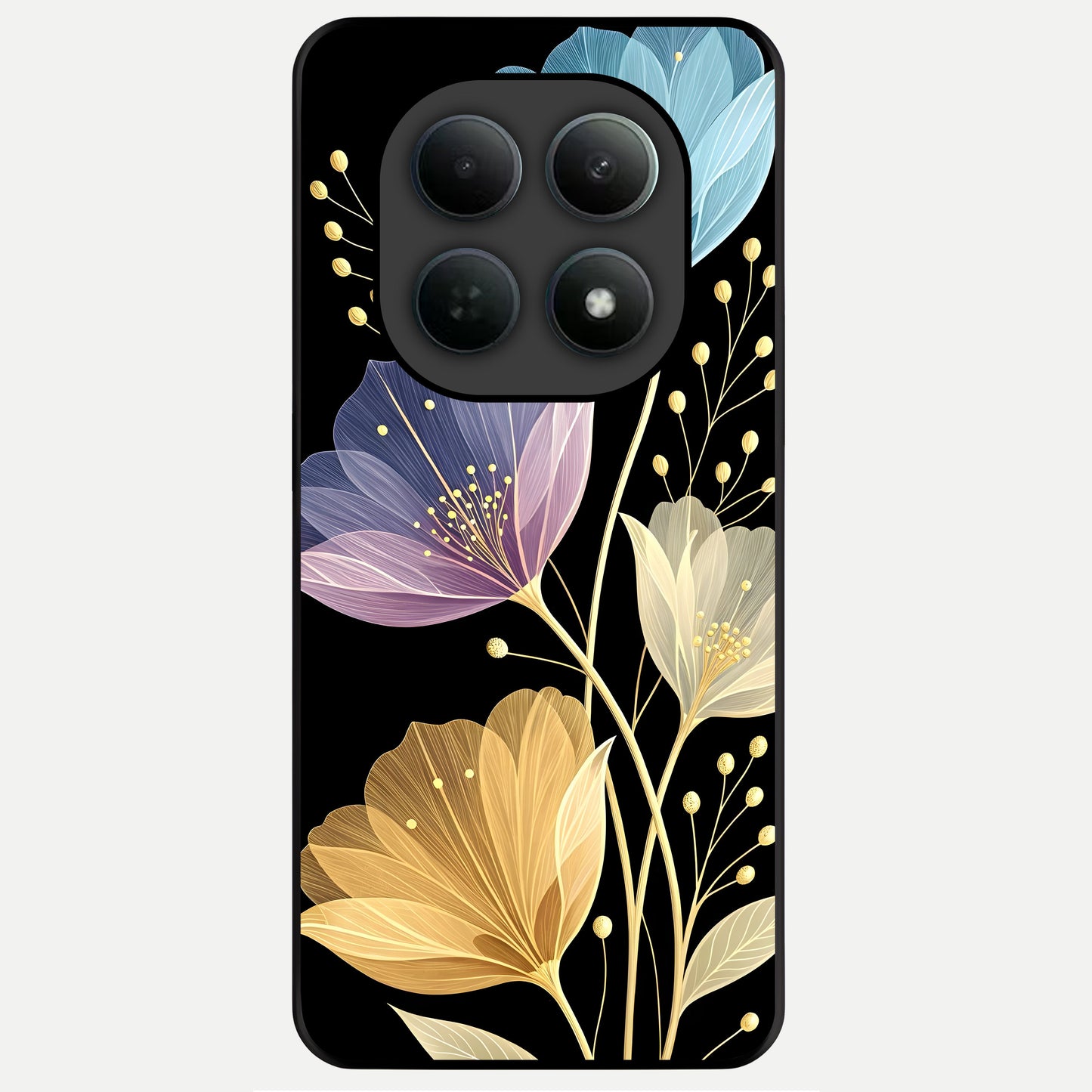  Flower Bloom Glow Glass Case For Poco M8 Pro back cover – full design glossy printed glass finish