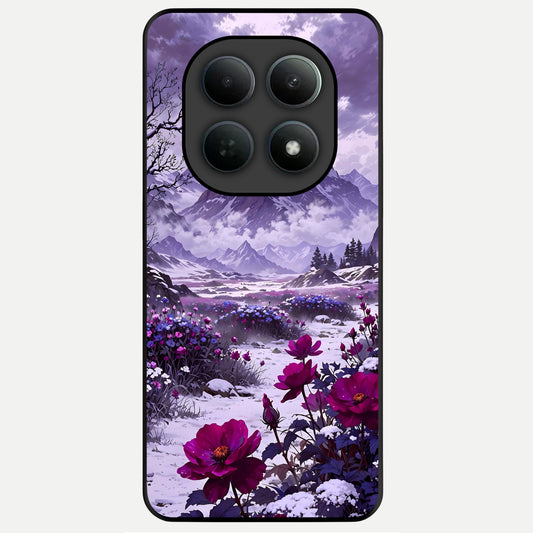  Flower Mountain View Glass Case For Poco M8 Pro back cover – full design glossy printed glass finish