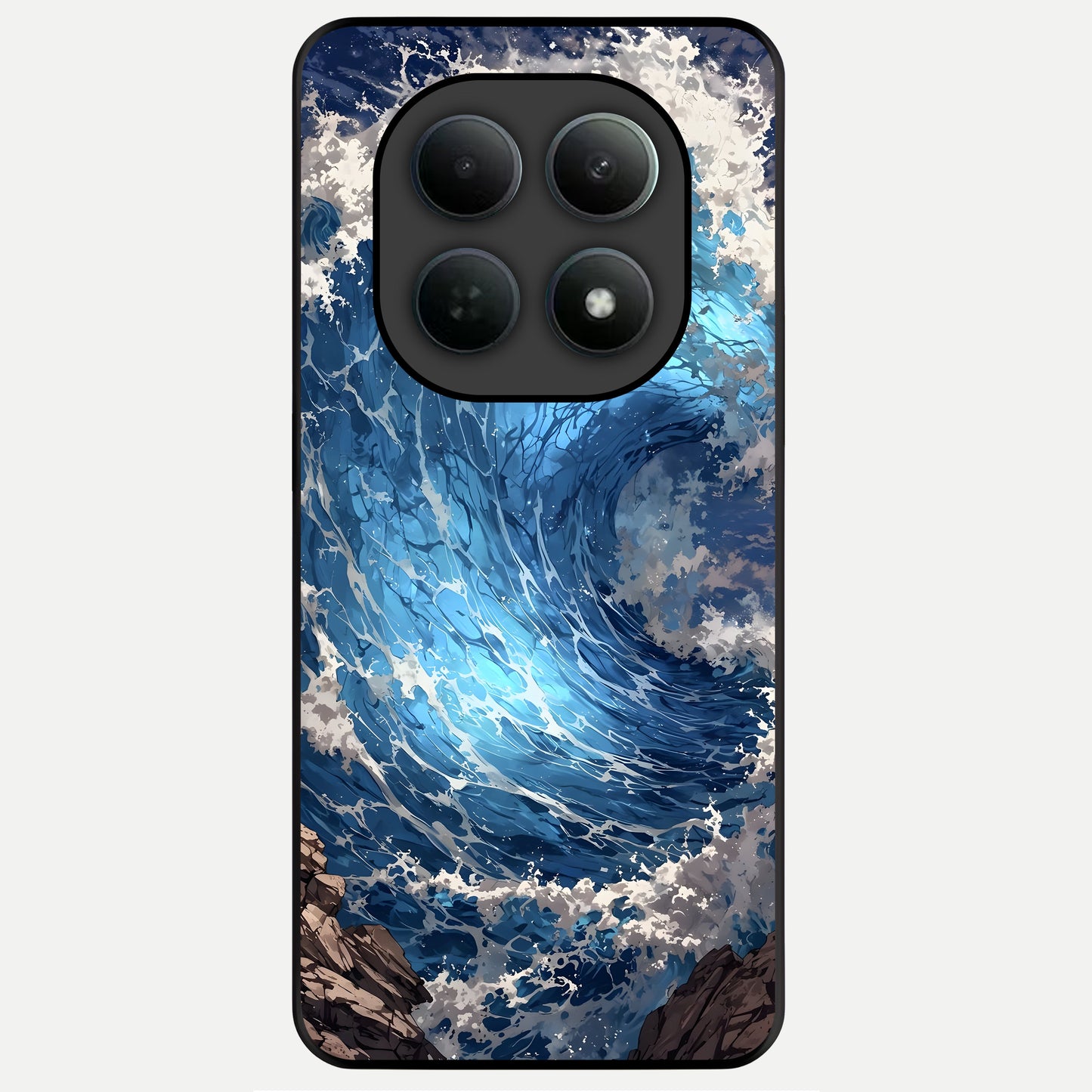  Giant Ocean Wave Glass Case For Poco M8 Pro back cover – full design glossy printed glass finish