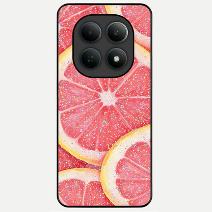  Glitter Grapefruit Glass Case For Poco M8 Pro back cover – full design glossy printed glass finish
