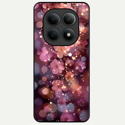  Glowing Petal Bliss Glass Case For Poco M8 Pro back cover – full design glossy printed glass finish