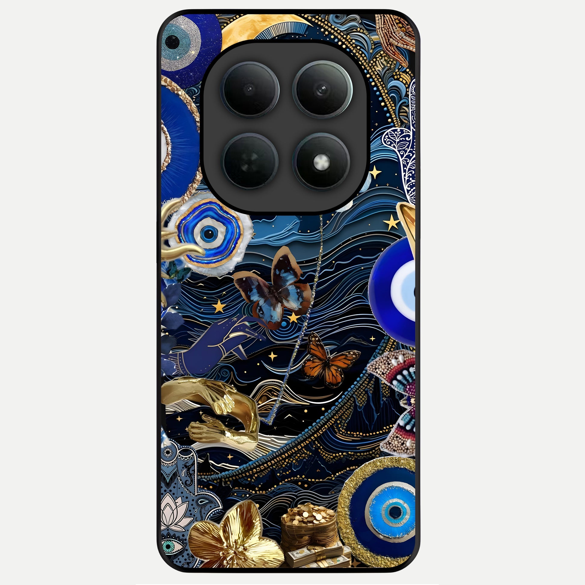  Golden Moon Magic Glass Case For Poco M8 Pro back cover – full design glossy printed glass finish