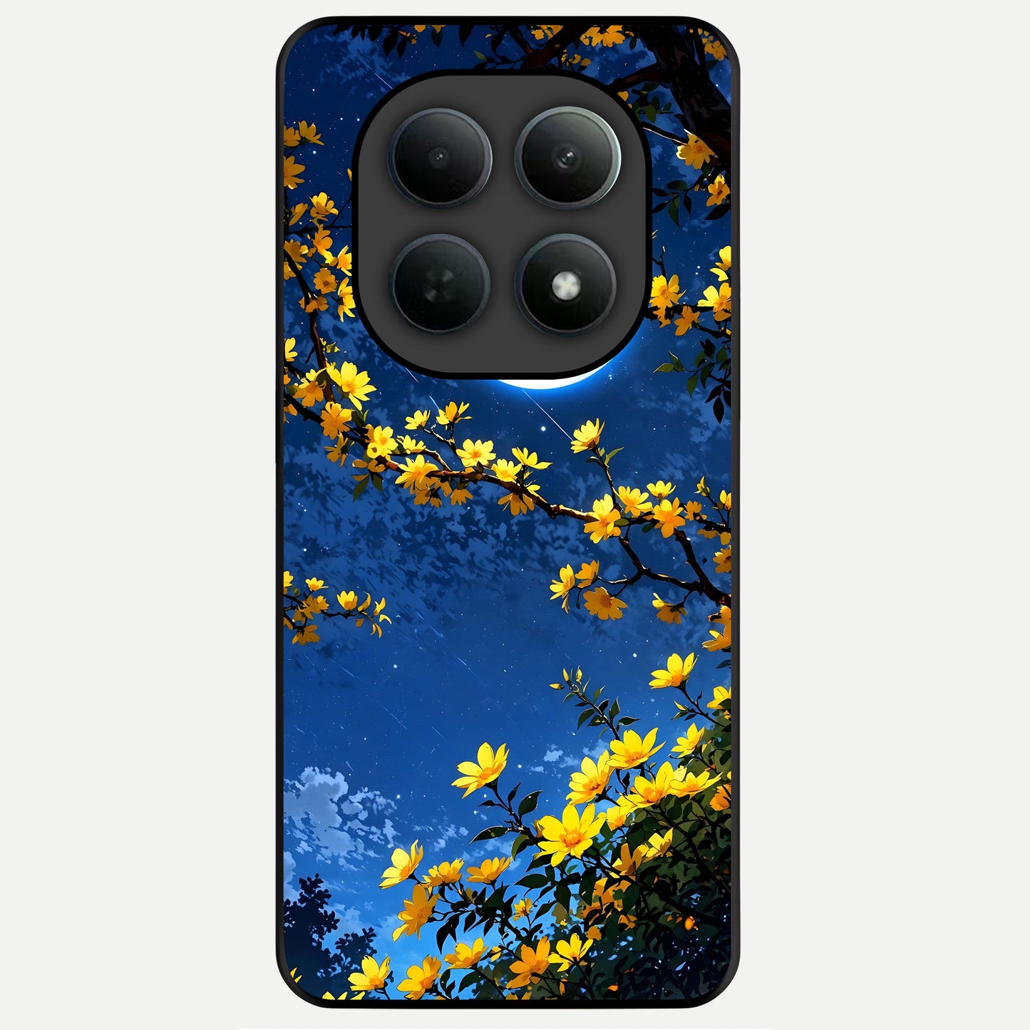  Golden Night Glow Glass Case For Poco M8 Pro back cover – full design glossy printed glass finish