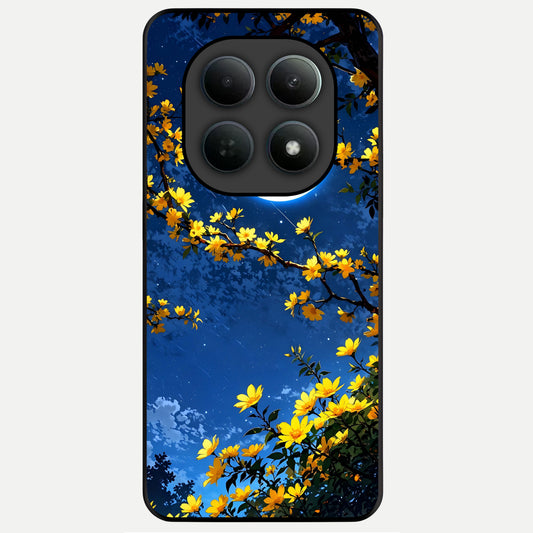  Golden Night Glow Glass Case For Poco M8 Pro back cover – full design glossy printed glass finish