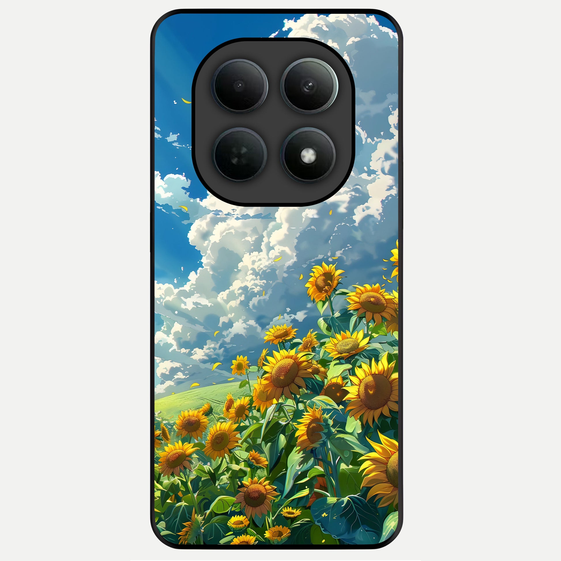  Golden Sun Glory Glass Case For Poco M8 Pro back cover – full design glossy printed glass finish