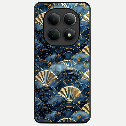  Golden Wave Luxe Glass Case For Poco M8 Pro back cover – full design glossy printed glass finish