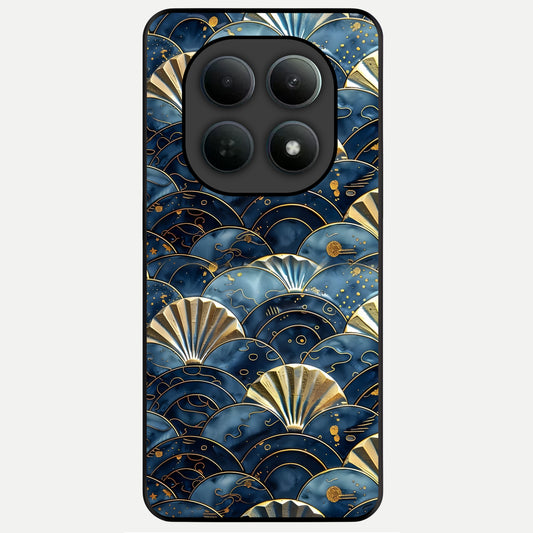  Golden Wave Luxe Glass Case For Poco M8 Pro back cover – full design glossy printed glass finish