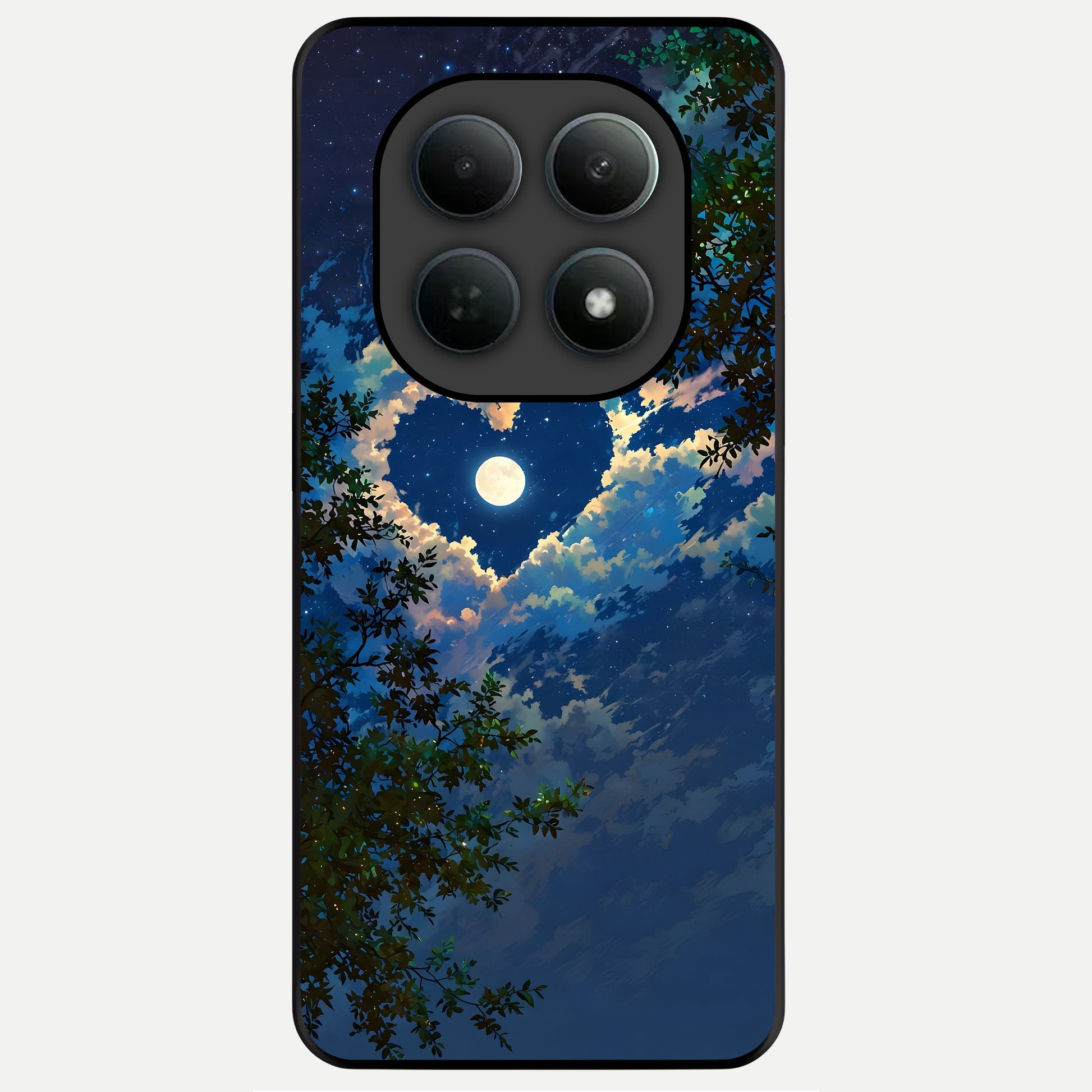  Heart With Moon Sky Glass Case For Poco M8 Pro back cover – full design glossy printed glass finish