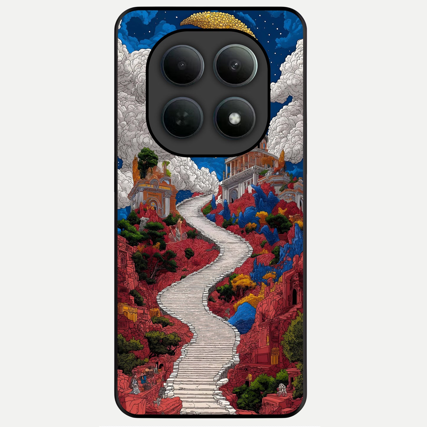  Heavenly Moon Path Glass Case For Poco M8 Pro back cover – full design glossy printed glass finish