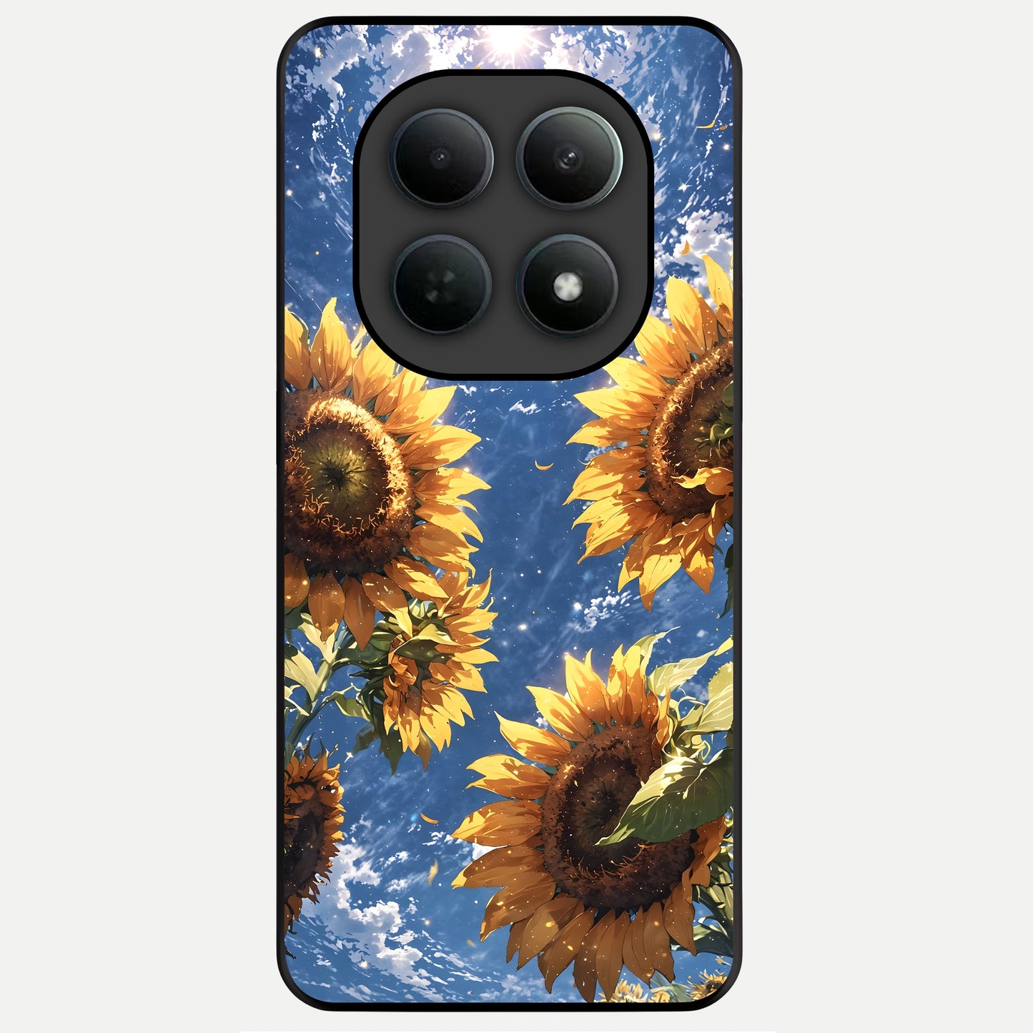  Heavenly Sunflower Rise Glass Case For Poco M8 Pro back cover – full design glossy printed glass finish