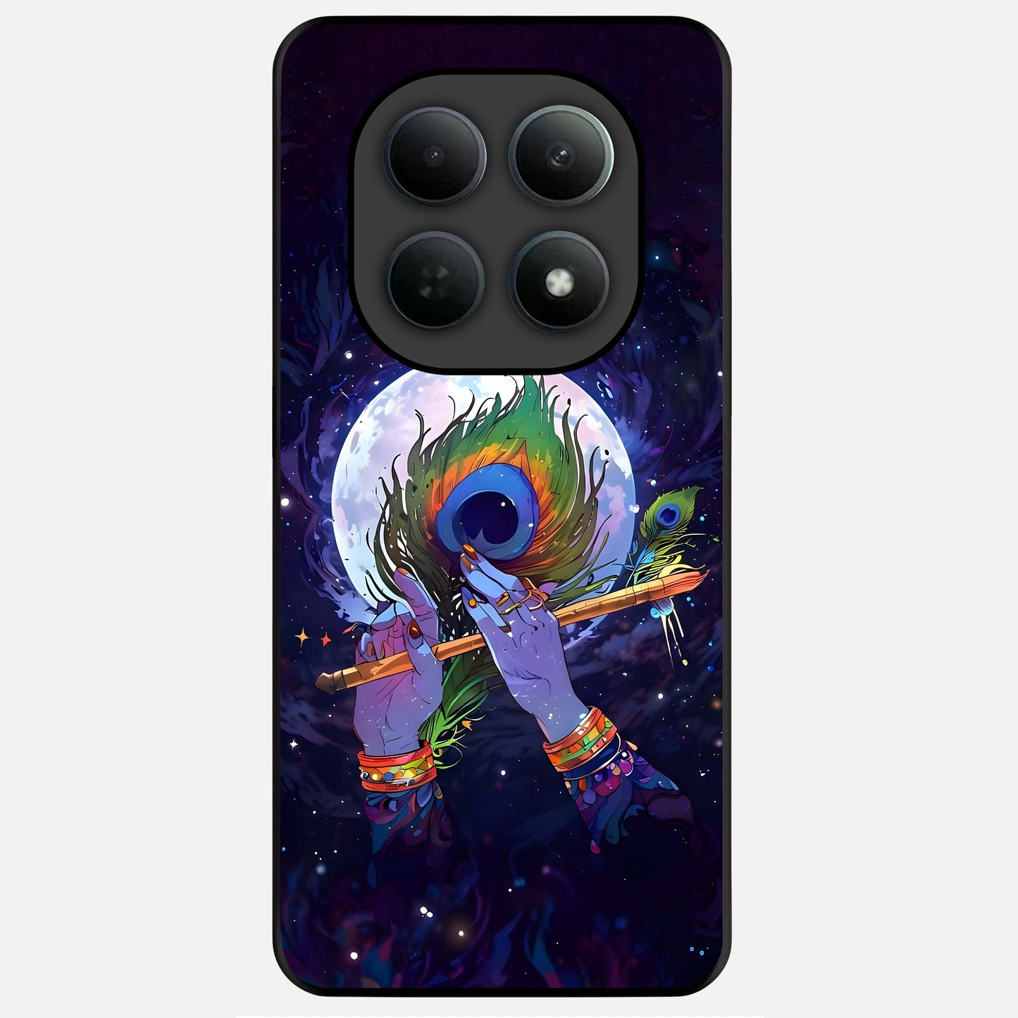  Krishna Hands Art Glass Case For Poco M8 Pro back cover – full design glossy printed glass finish