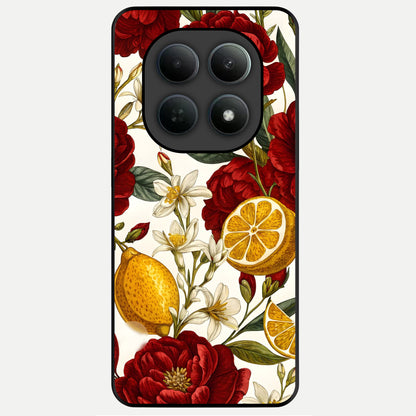 Lemon Rose Charm Glass Case For Poco M8 Pro back cover – full design glossy printed glass finish