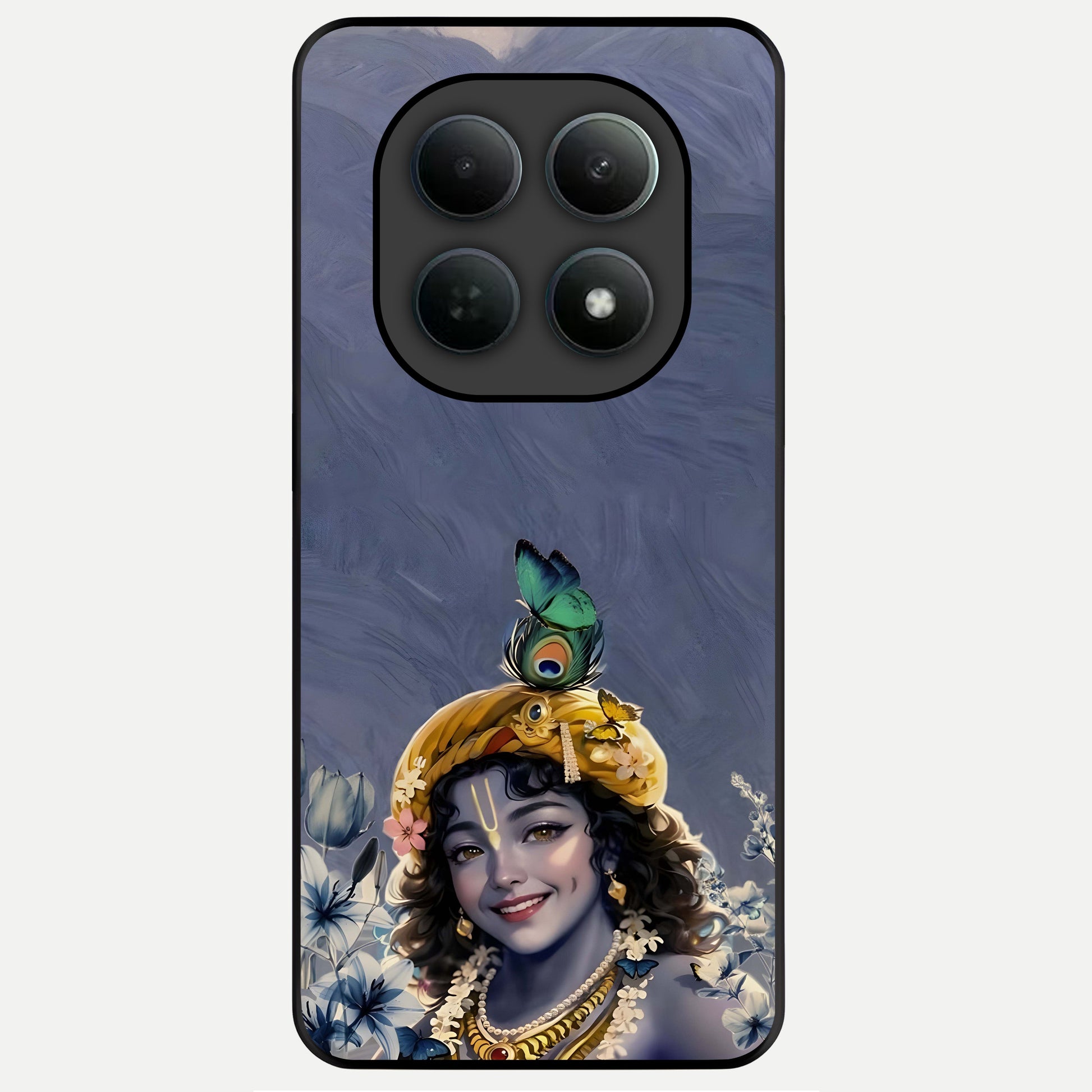  Lord Krishna Glass Case For Poco M8 Pro back cover – full design glossy printed glass finish