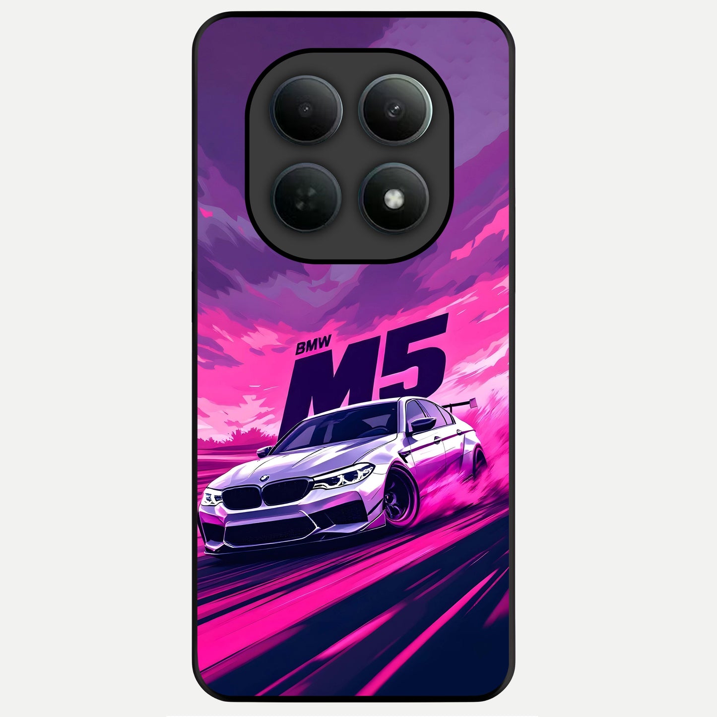  MS Neon Car Glass Case For Poco M8 Pro back cover – full design glossy printed glass finish