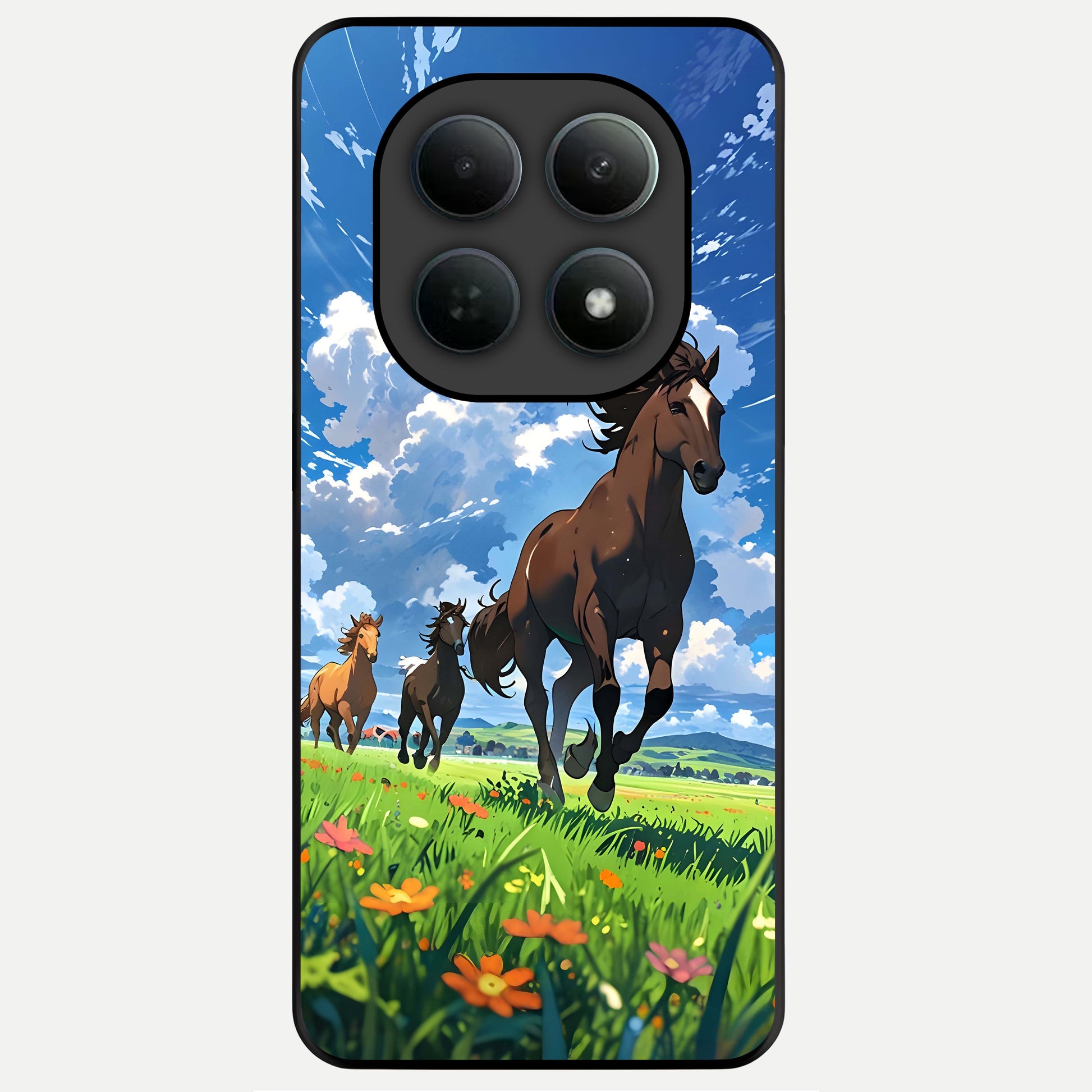  Majestic Horses Galloping Glass Case For Poco M8 Pro back cover – full design glossy printed glass finish