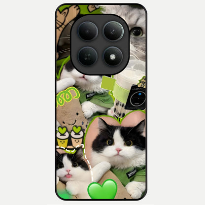  Matcha Cats Mood Glass Case For Poco M8 Pro back cover – full design glossy printed glass finish