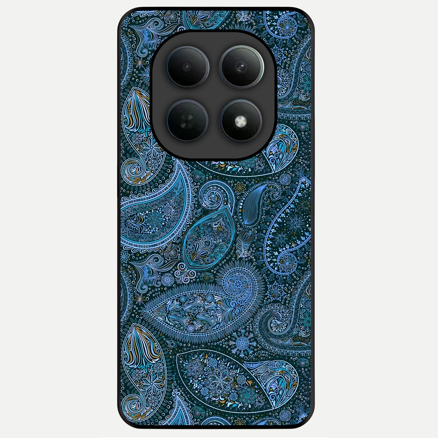  Midnight Paisley Glow Glass Case For Poco M8 Pro back cover – full design glossy printed glass finish