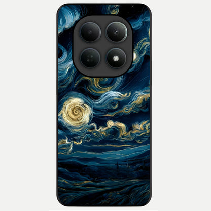  Midnight Sky Whirl Glass Case For Poco M8 Pro back cover – full design glossy printed glass finish
